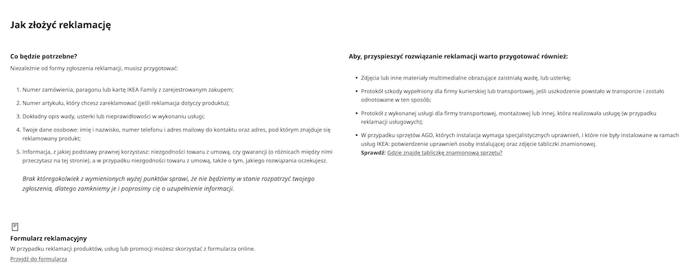 zasady reklamacji w sklepie IKEA instrukcja reklamacji w sklepie IKEA