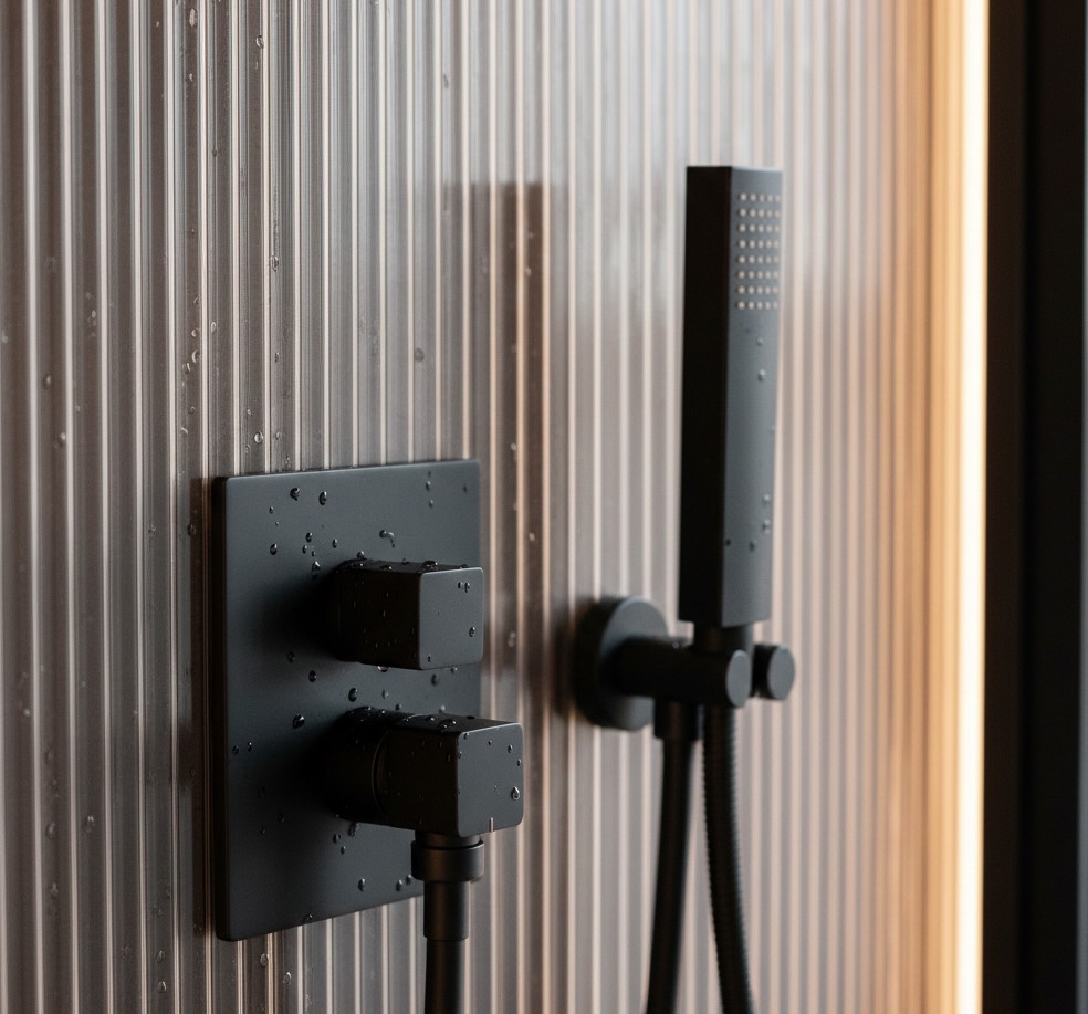 czarna bateria pod prysznicem bateria prysznicowa w czarnym kolorze