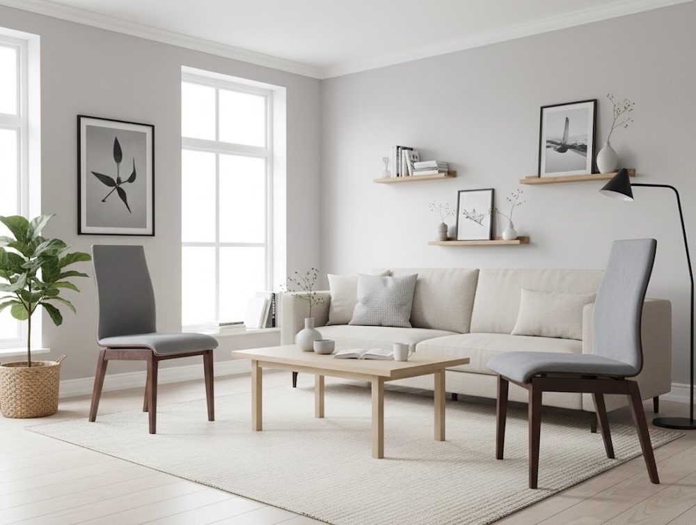 szare krzesła skandynawskie 