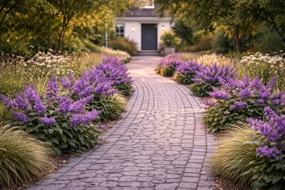 budleja w ogrodzie- aranżacje na przykładzie ścieżki