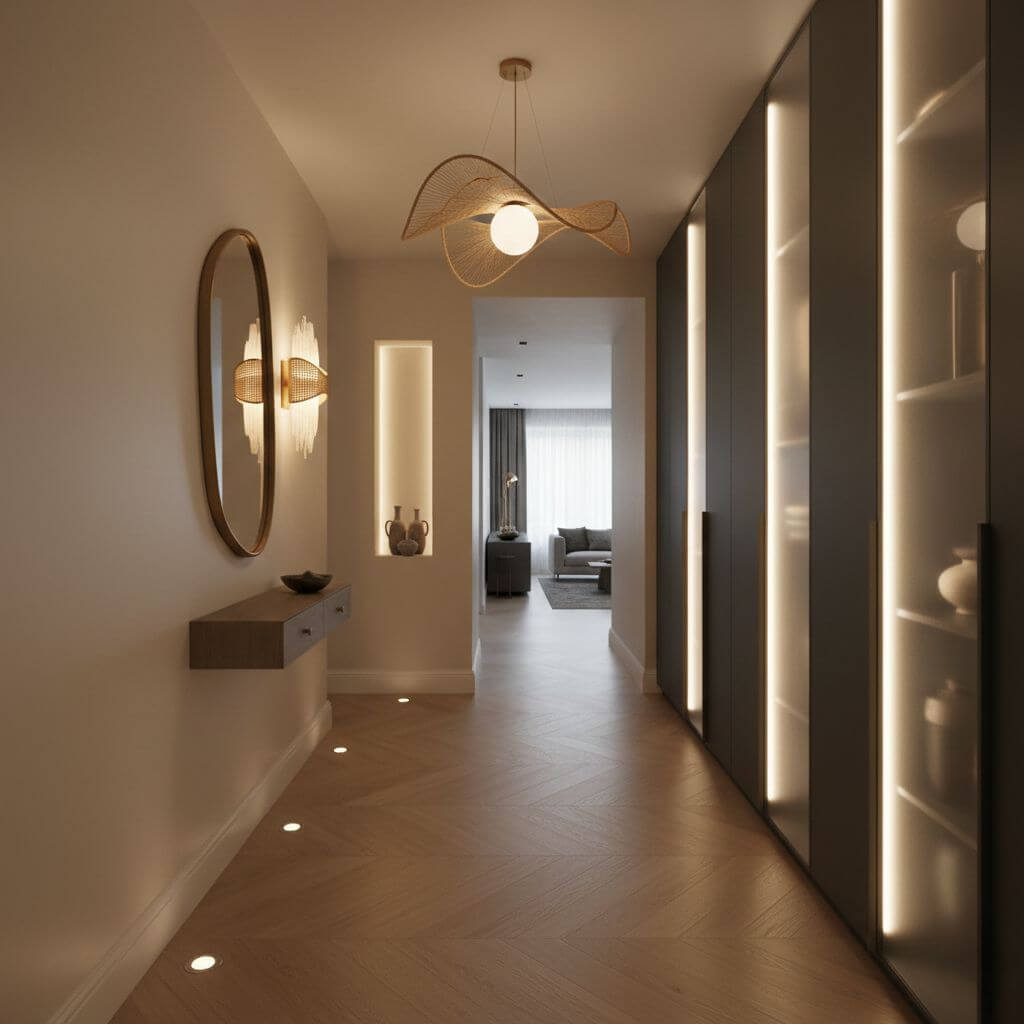 Oświetlenie strefowe w korytarzu w domu