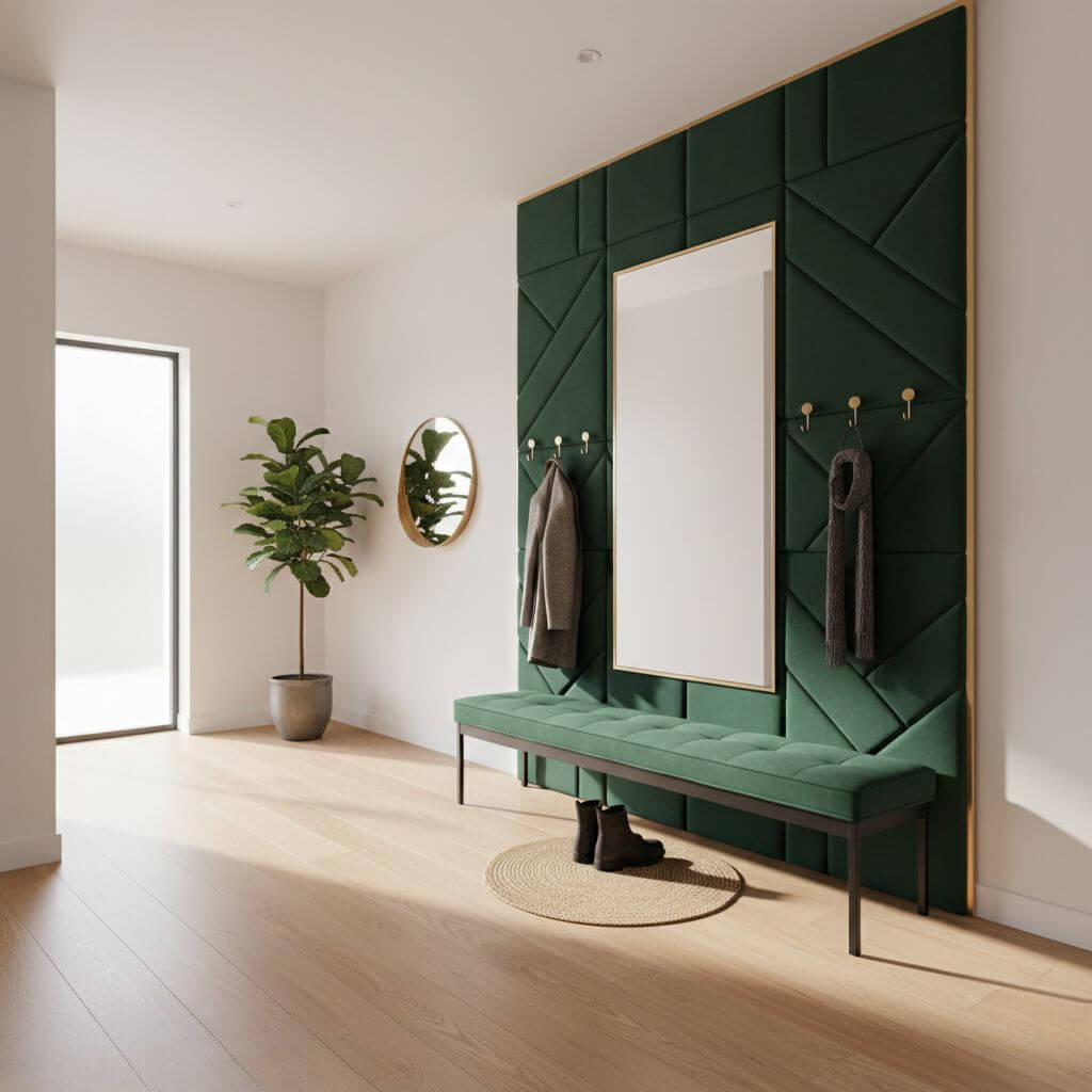 Panele tapicerowane 3D w korytarzu w domu