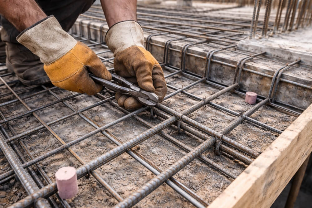 zbrojenie schodów - układanie i wiązanie prętów