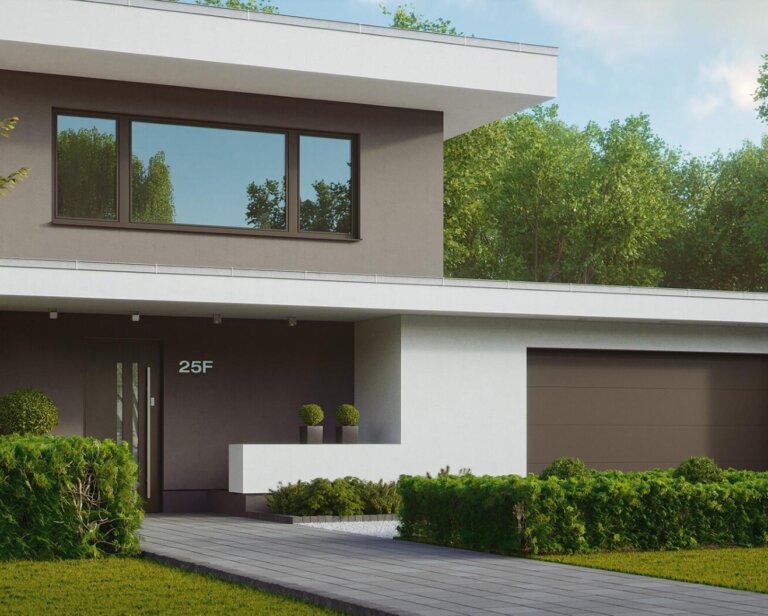 Spójny design od podjazdu po salon. Łączymy bramy, drzwi i okna drewniano-aluminiowe w jeden styl