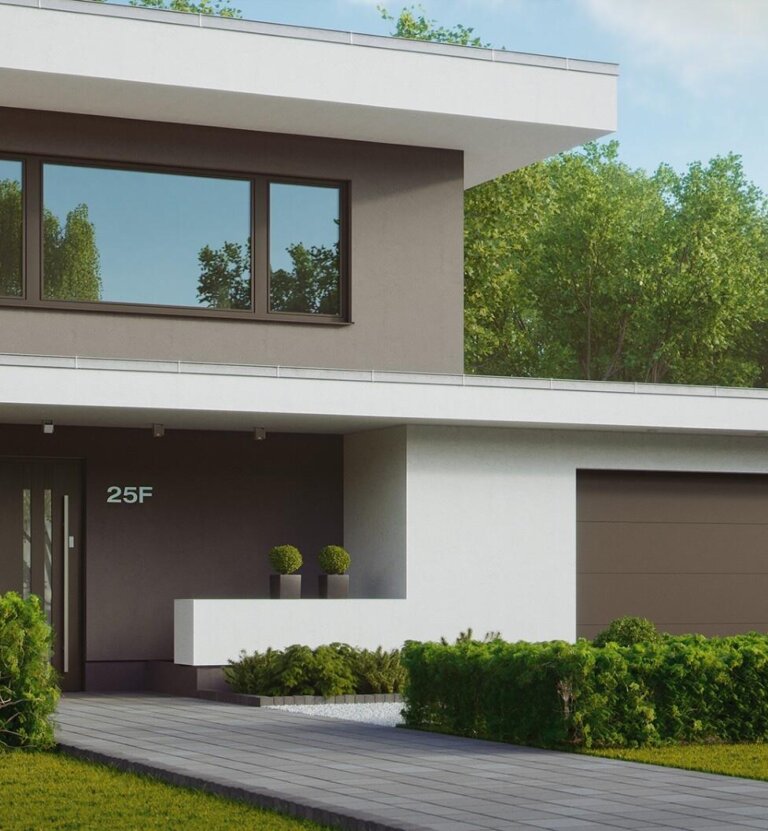 Spójny design od podjazdu po salon. Łączymy bramy, drzwi i okna drewniano-aluminiowe w jeden styl