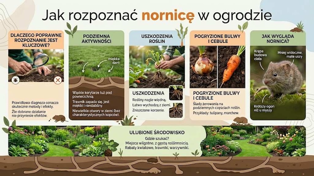 nornica jak się pozbyć - rozpoznanie w ogrodzie 