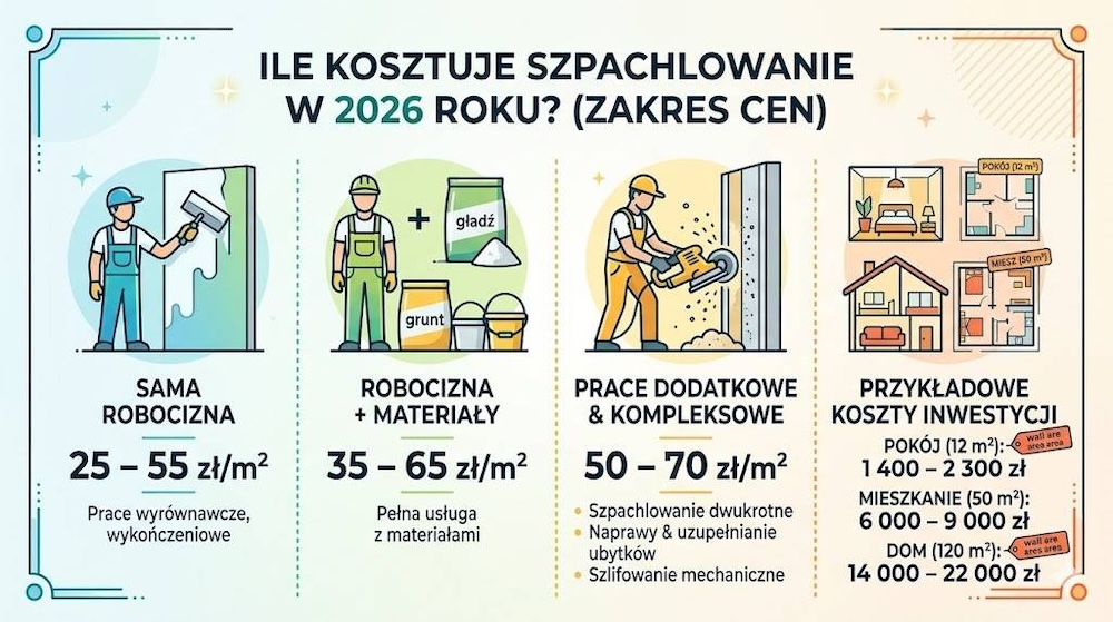 szpachlowanie - cena usługi w 2026 
