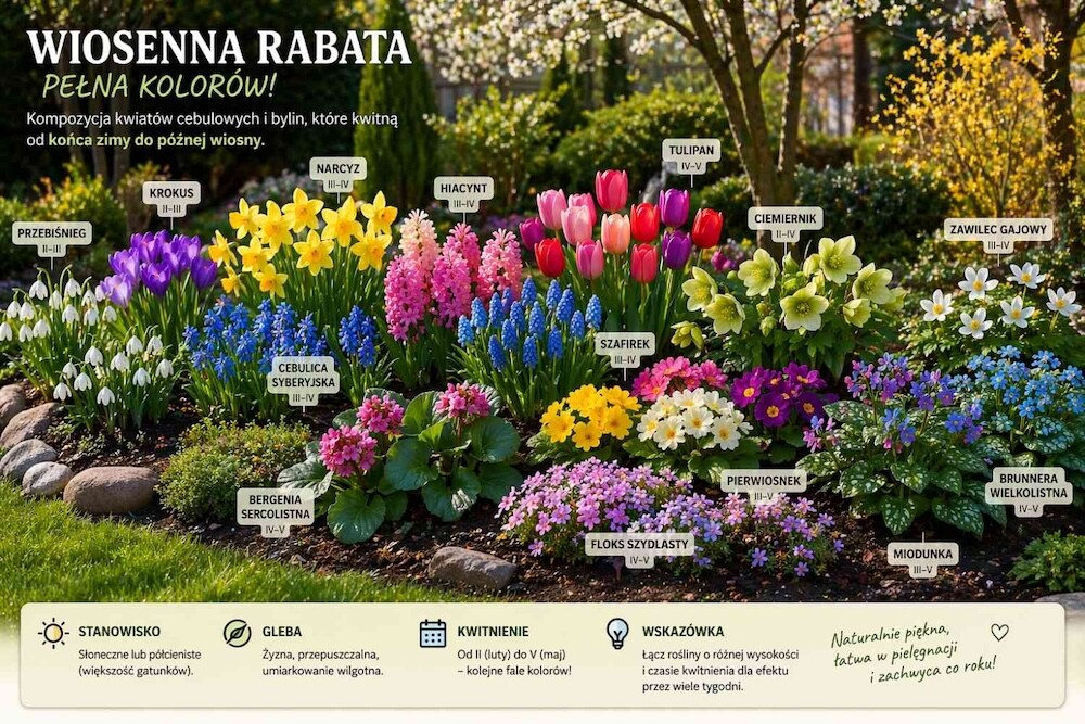 wiosenne kwiaty na rabacie 