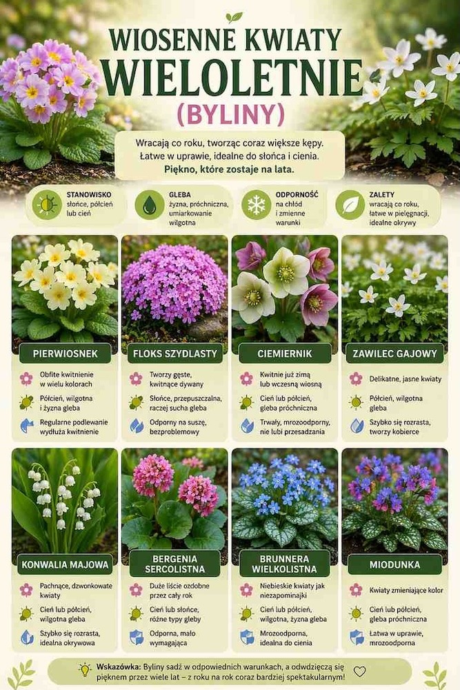 wiosenne kwiaty wieloletnie 