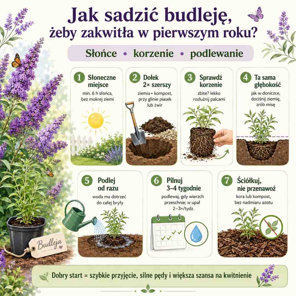 czy budleja zakwitnie w pierwszym roku po posadzeniu - jak sadzić