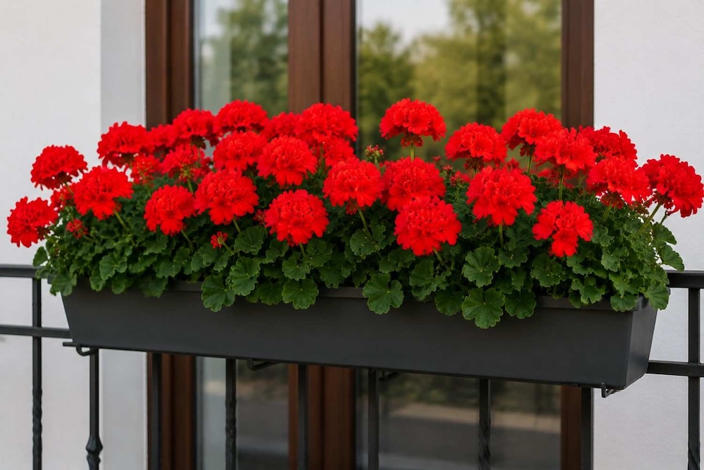 kompozycje-z-pelargonii-w-donicy-w-jednym-kolorze kompozycje z pelargonii w donicy jednokolorowe