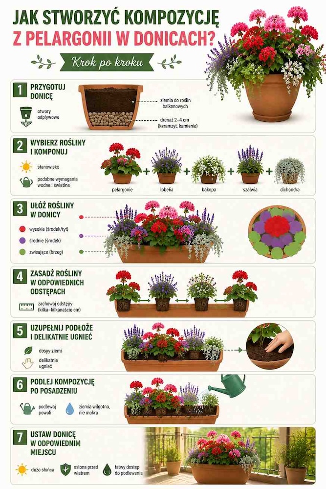 tworzenie-kompozycji-z-pelargoniami jak stworzyć kompozycję z pelargoniami